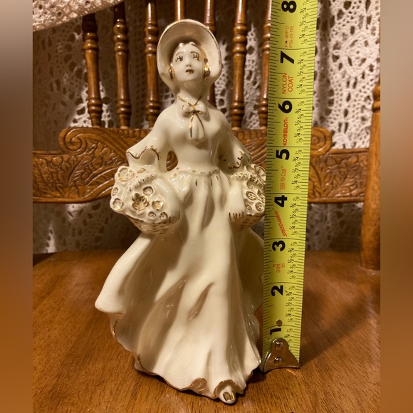 Vintage Gilded Lady With Floral Bouquet Baskets - Picture 12 of 14